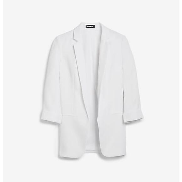Express Rolled Sleeve Boyfriend Blazer - White - XS - Picture 2 of 7